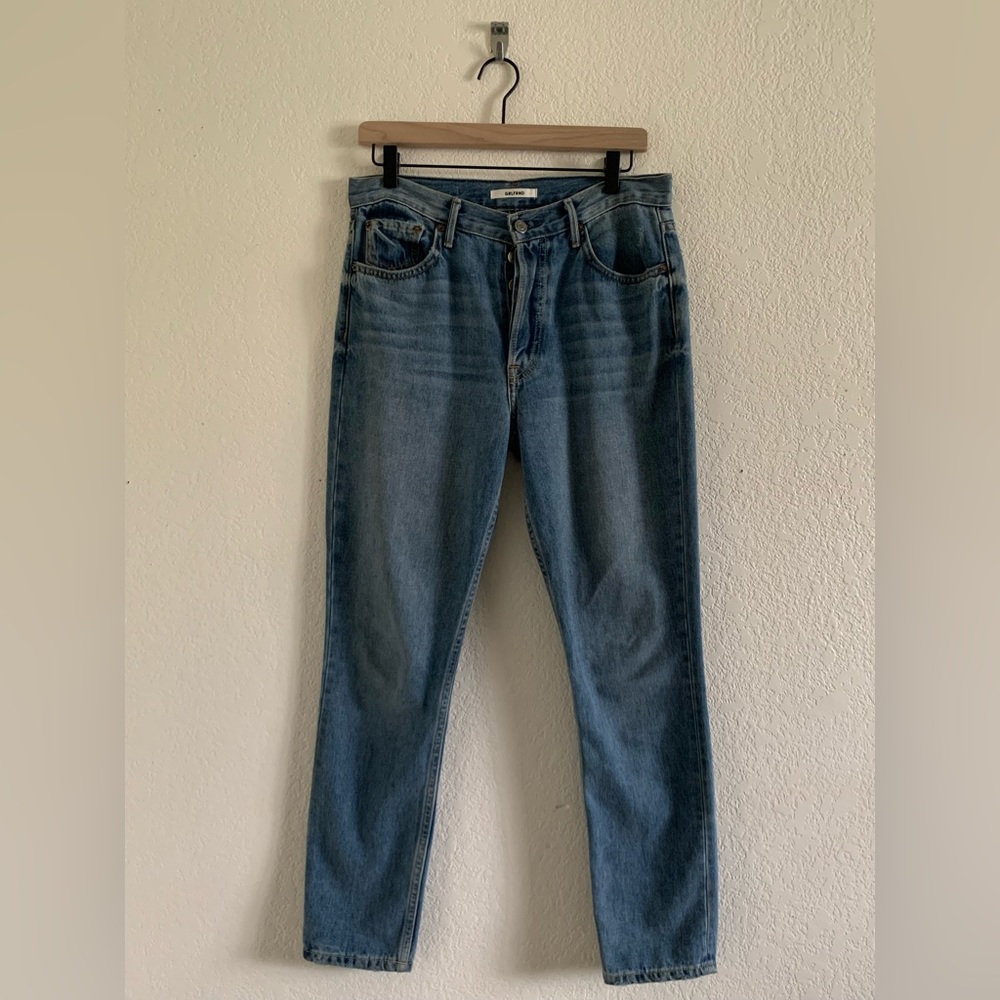 Women’s Size 28 High-Rise Button Fly Grlfrnd Karolina Jeans Denim Blue Crop